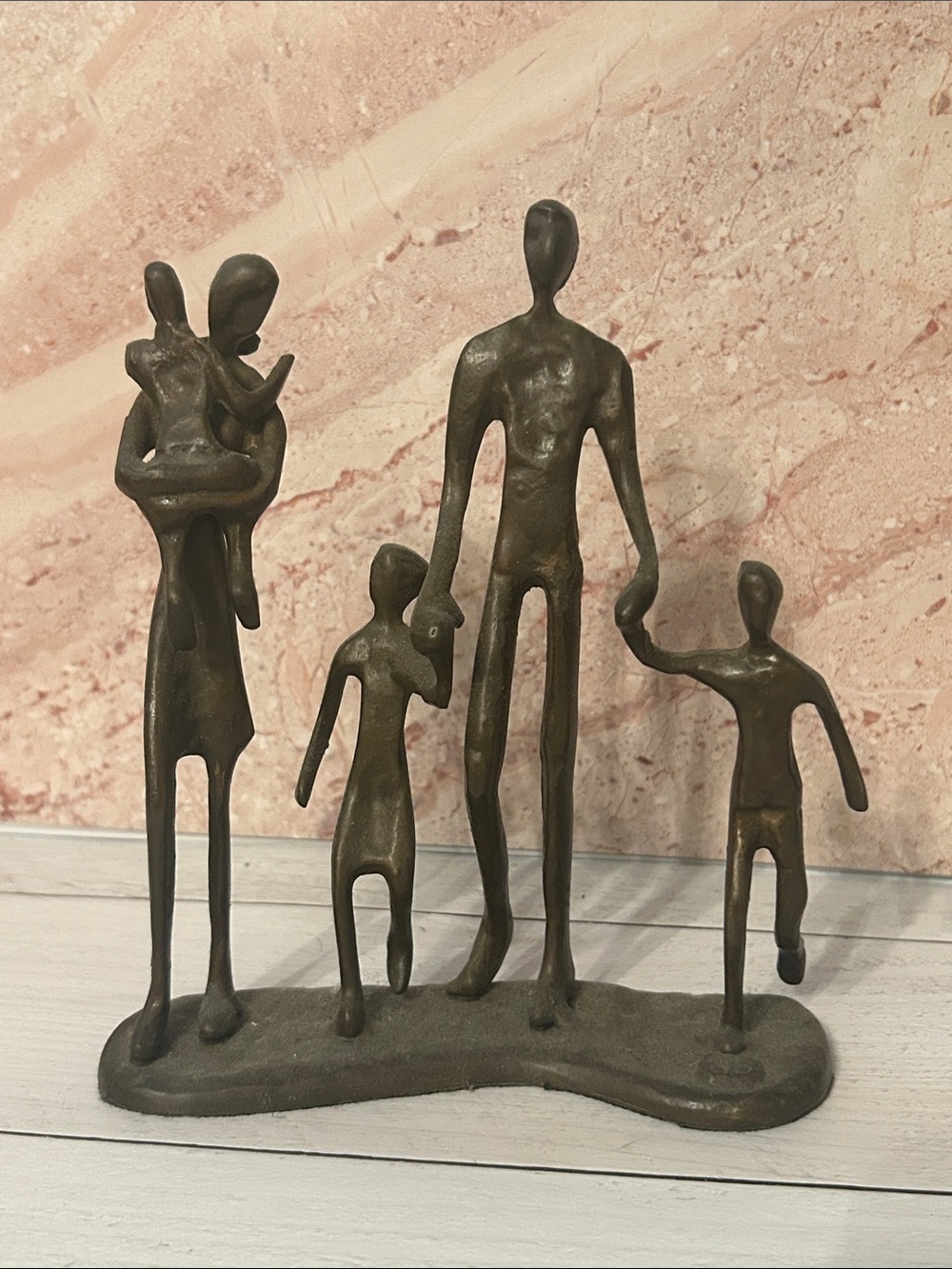 Bronze rod iron Sculpture Family Of Five BY ARTIST Danya B. Family Of 5 Walking